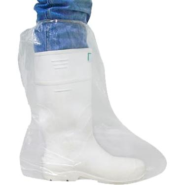 Imagem de Clay Capas de bota descartáveis – Protetores de sapato de plástico com parte superior elástica para ajuste seguro, galochas transparentes para trabalho e uso limpo - 50 unidades