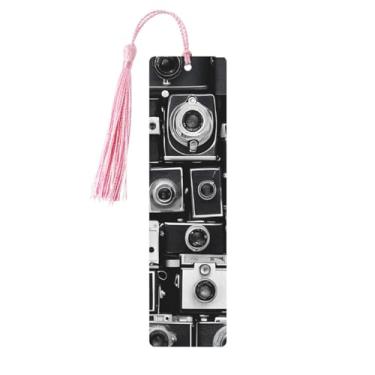 Imagem de Coleção de câmera retrô descolada, marcadores de página de madeira personalizados, acessórios de livros exclusivos para homens e mulheres, atende a todas as necessidades dos amantes de livros