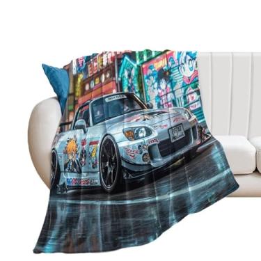 Imagem de HouLaiZhe Cobertor Super Macio Flanela Grafite JDM Carro S2000 Neon Leve Cobertores de Refrigeração para Sofá-Cama Cadeira Sofá Carro Viagem ao Ar Livre Leve Quente 178 cm x 203 cm