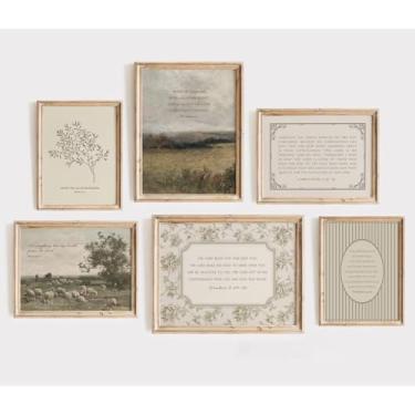 Imagem de Decoração de parede cristã vintage versículos bíblicos arte de parede impressões neutras escrituras pôster religioso Jesus moderno imagens de paisagem arte cristã para sala de estar 30,5 x 40,6 cm sem