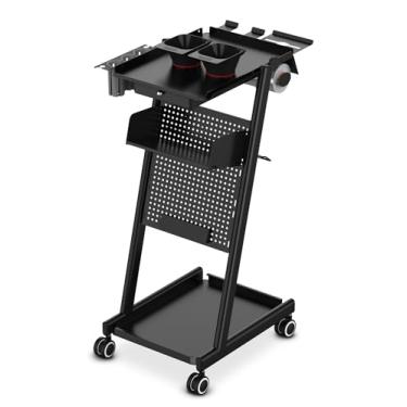 Imagem de TASALON Mesa de trabalho multifuncional premium com roda universal silenciosa de 360 graus para trabalho de tatuagem, bancos de spa de salão de beleza, bandeja de armazenamento de serviço com placa de