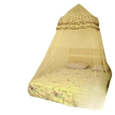 Imagem de Mosquiteiro de Teto Casal com Babados Bordados, Mosquiteiro para Cama Box Queen, Proteção Contra Mosquitos e Insetos(bege)