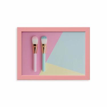 Imagem de Quadro Pincel Maquiagem Candy Colors Moldura Rosa 22x32cm - Quartinhos