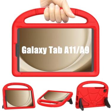 Imagem de Capa infantil para Samsung Galaxy Tab A7 Lite 2021, DJ&RPPQ leve à prova de choque e à prova de choque com alça de apoio para Galaxy Tab A7 Lite 8,7 polegadas (SM-T220/T225/T227) - vermelha
