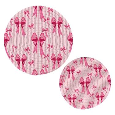 Imagem de Wassud Trivet de arcos e listras para pratos quentes, suportes de panela redondos de algodão, almofadas quentes, porta-copos elegantes, decoração de cozinha e acessórios, 2 peças