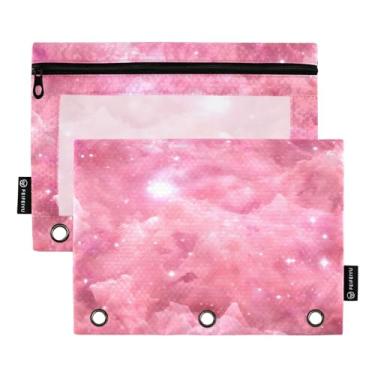 Imagem de Wassud Rosy Starfield Pacote com 2 Pastas de Fichário Pastas de Bolso com 3 Furos, Pasta Organizadora de Fichários para Casa, Escritório