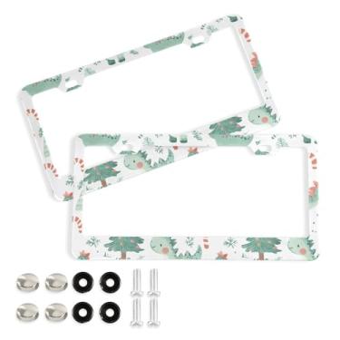 Imagem de Wassud Moldura decorativa de alumínio para placa de carro de dinossauros engraçados, 2 unidades, suporte universal para placa de carro para carros padrão dos EUA
