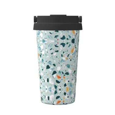 Imagem de Caneca de café térmica de aço inoxidável com estampa pastel de mármore Terrazzo para água quente e fria