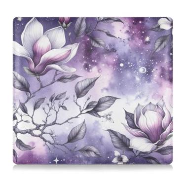 Imagem de Burbuja Suporte de registro e seguro de carro, caixa de luvas de couro com flores de magnólia, organizador de documentos, carteira de documentos, acessórios