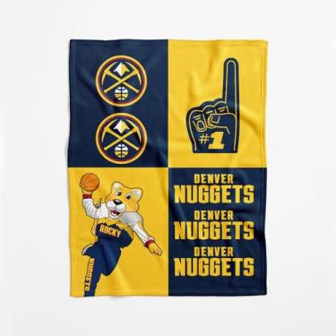 Imagem de Cobertor para bebê NBA Denver Nuggets oficialmente licenciado, 101 x 127 cm, poliéster leve e macio, design dominó