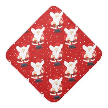 Imagem de Burbuja Toalha de banho para bebê Papai Noel - Toalha com capuz de musselina macia e absorvente para recém-nascidos, 76 x 76 cm