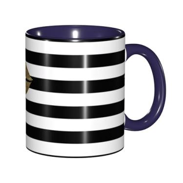 Imagem de Zeraoke Lábios impressos em listras pretas e brancas impressas canecas de café criativas, personalizadas, presente para família, tamanho de 325 ml, unissex