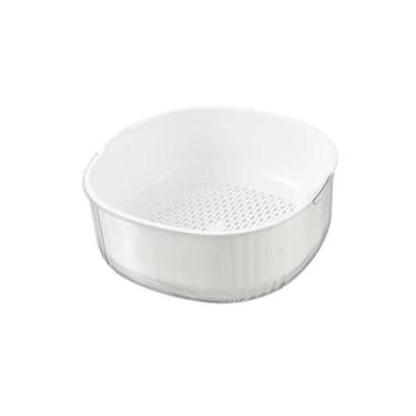 Imagem de Fruteira Prato de frutas, cesta de drenagem dupla, lava-louças doméstica, lanche, prato de doces, prato de frutas, branco/verde Decoração de mesa(Branco,Grande)