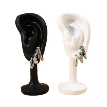 Imagem de Alunsito 2 peças de suporte de exibição de brincos, suporte de armazenamento de joias em forma de orelha, modelo de orelha de resina, brinco humano, organizador de torre para bancadas de shows