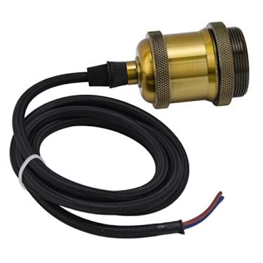 Imagem de GLOGLOW Luminária Suspensa Kit de Luz Pendente Vintage, Plug de Base E26 E27 Preto Cabo de 59,1 pol. Luminária Suspensa DIY Dourada para Teto de Casa de Quarto de Fazenda