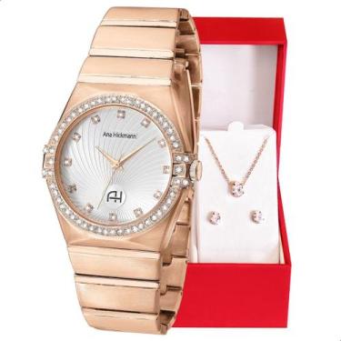 Imagem de Relógio Champion Ana Hickmann Analógico Rosé AH28188Z Kit Colar e Brin