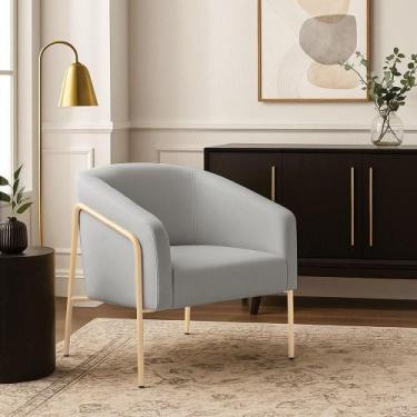 Imagem de Poltrona Sala Industrial Alta Champanhe Stella Suede D03 - D'rossi Cor