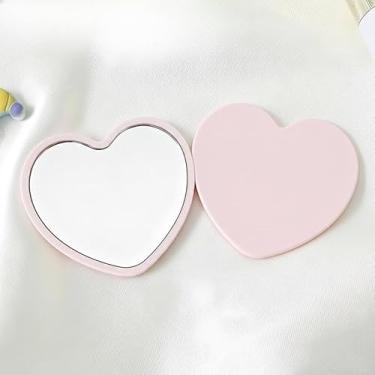 Imagem de Pacote com 5 espelhos compactos em forma de coração - Espelhos de mesa dobráveis portáteis com vidro polido, opções rosa para decoração de casa, lembrancinhas de festa e presentes