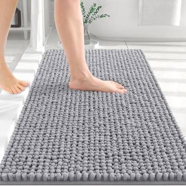 Imagem de OLANLY Tapetes de banheiro espessos 76 x 50 cm, tapetes de banho de chenille absorventes extramacios, suporte de borracha, lavar a seco na máquina, tapetes de banho para piso de banheiro, banheira e