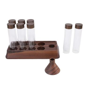 Imagem de Fabater Tubos de Adega de Grãos de café de Vidro Premium Com Suporte de Nogueira Hermético 8pcs Recipiente de Dosagem para Armazenamento de Grãos de café Em Casa, Loja e Bar