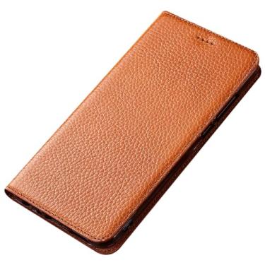 Imagem de LTLMYDAM Capa de couro genuíno para Xiaomi 17 Pro Max/17 Pro/17, carteira de textura de lichia, capa feita à mão, proteção total, à prova de choque, laranja, 17 Pro