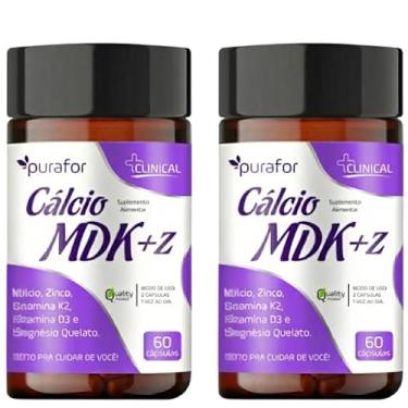 Imagem de Kit 02 Cálcio MDK+Z | Suplemento Mineral 5em1 | Bisglicinato, Quelato, K2 MK-7, D3 | Alta Absorção | Saúde Óssea e Imunidade | 120 Cápsulas