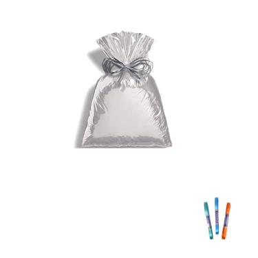 Imagem de Kit Saco Metalizado 25x37cm com 50 Unidades e Fita Cetim 7mm x 10 Metros