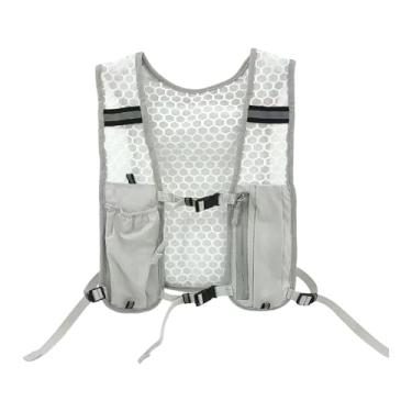 Imagem de Pegciuho Mochila de Hidratação para Corrida, Colete, Mochila de água com Faixa Refletora para Mochilão, Corrida Leve, Esportes Ao Ar Livre, Corrida em Trilha E, Cinza