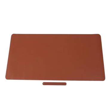 Imagem de Almofada de mesa de couro PU Ainoli Tapete protetor à prova d'água de face única para salão de beleza, penteadeira de casa, marrom 100x50cm