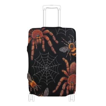 Imagem de Joisal Capa de mala gráfica personalizada protetora de bagagem tarântulas teia de aranha abelha preta viagem férias essenciais, P, serve para capa de 45 a 50 cm, Tarântulas teia de aranha abelha preta