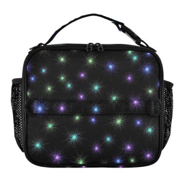 Imagem de Joisal Lancheira chique preta brilhante colorida para meninas mulheres lancheira infantil masculina lancheira para trabalho bolsa térmica macia com alça de ombro ajustável