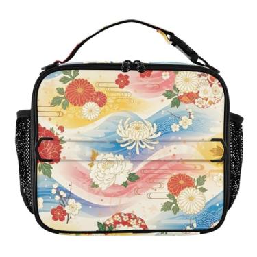 Imagem de Joisal Lancheira floral tradicional colorida para mulheres meninas lancheira personalizada crianças masculinas lancheira para trabalho bolsa térmica macia isolada para escola