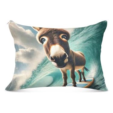 Imagem de Fronha fofa de animal burro fofo com zíper padrão Queen King Body Size Travesseiros fofos, grandes, sonolentos, tamanho king, 50,8 cm x 101,6 cm