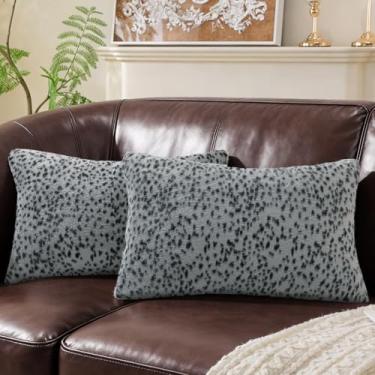 Imagem de SYSLOON Conjunto de 2 capas de almofada com estampa de guepardo, 50 x 30 cm, estampa de leopardo, decoração de casa, sofá e cama, cinza escuro