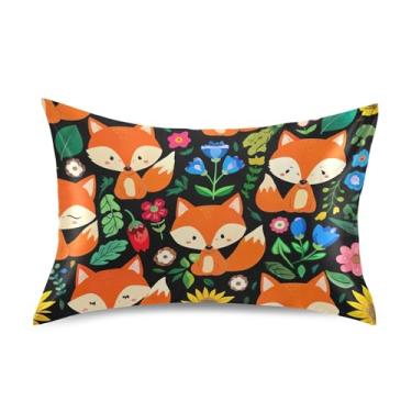 Imagem de Lindas fronhas coloridas de cetim de raposas fofas arte refrescante padrão queen king size decoração de casa cama king size 101,6 cm x 50,8 cm