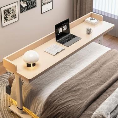 Imagem de HGTRH Mesa sobreposta de altura ajustável para laptop com rodas, mesa de trabalho sobre a cama com defletores, mesa de cama móvel para casa, mesa de cama com rodinhas para hospital, quarto, 150 cm