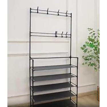 Imagem de Sapateira Arara 4/5 Andares, Metal, Preta, 147cm Altura x 57.5cm Largura, Organizador de Sapatos (Preta, 4)