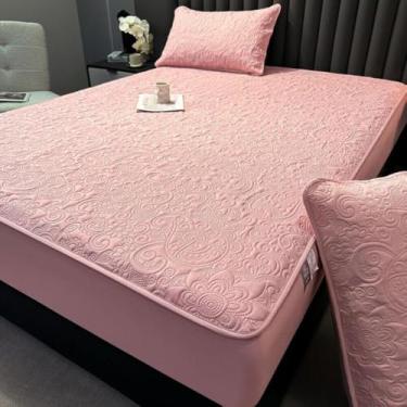 Imagem de Lençol de baixo de microfibra macia de qualidade de hotel, lençol com elástico, protetor de colchão de cama, elástico ultra elástico de 360 graus, resistente a rugas, fácil instalação - Tipo 05||90