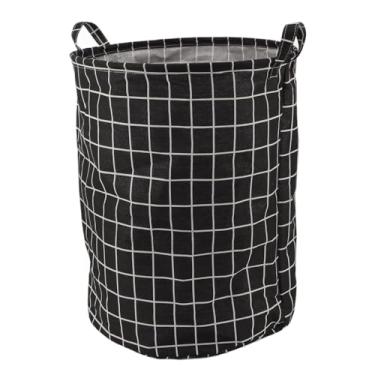 Imagem de GLOGLOW Cesto de Roupa Suja Cesto de Roupa Dobrável, Linho de Algodão, Dobrável de Grande Capacidade, 50x40cm, para Suprimentos de Armazenamento de Quarto e Banheiro (Grade Preta)