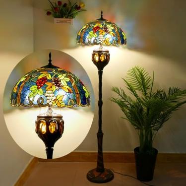 Imagem de Luminária de chão estilo Tiffany com vitral, 45,7 x 45,7 x 170,2 cm (18 x 18 x 67 polegadas), estilo antigo, para canto, ideal para decoração de quarto, sala de estar ou escritório em casa,