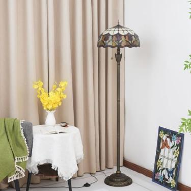 Imagem de Luminária de chão Tiffany, com cúpula de vitral, estilo vintage, dupla, para sala de estar, quarto ou escritório, iluminação brilhante, decoração rústica de canto, bronze, para leitura, tuli