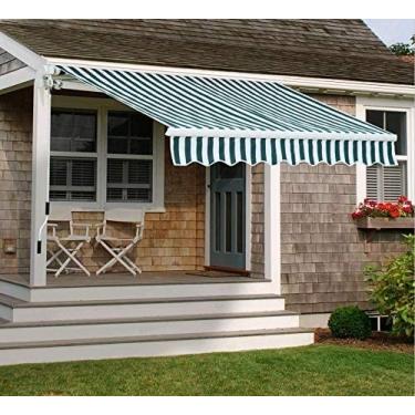 Imagem de CMOLVUR Toldo de pátio, abrigo de guarda-sol para porta de janela, varanda com dossel de convés, à prova d'água, anti-UV, tenda dobrável DIY com manivela
