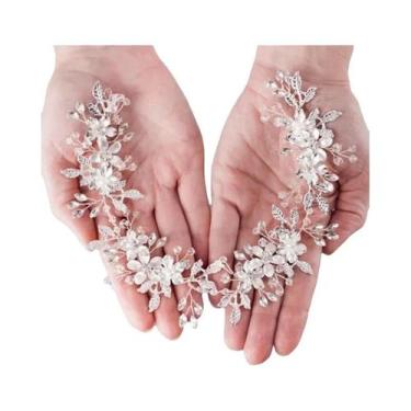 Imagem de Tiara De Luxo Feminina Com Cristais De Strass Em Forma De Flor E Folha