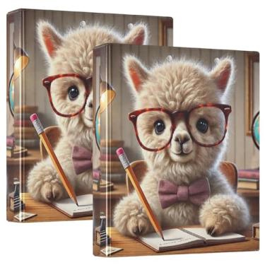Imagem de Fichários de estudo para óculos de alpaca inteligentes, 3 polegadas, 3 argolas, 200 folhas, portfólio, anel redondo, fichário de escritório, 31,5 x 27 x 6 cm, 1 pacote