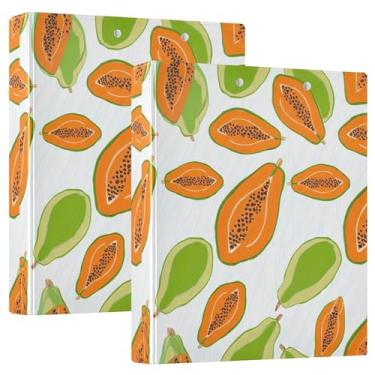 Imagem de Fichário de 3 anéis laranja verde mamão branco 3,8 cm comporta 200 folhas, 3 pastas de anéis florais redondos, 31,5 x 27 x 6 cm, 1 pacote