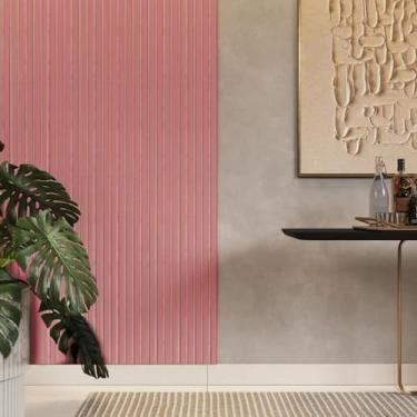 Imagem de Placas Ripados Decorativo Adesiva 45x11 Painel Qualidade Sala Penteadeira(Rosa,40 PLACAS)