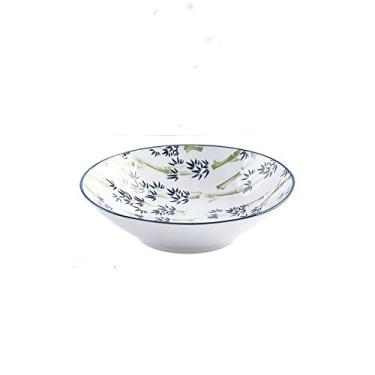 Imagem de Pratos de jantar, prato de jantar de 20 cm com padrões variados, prato de porcelana profunda adequado para cereais, sopas, sobremesas e salada de frutas, prato de servir no micro-ondas e máquina de