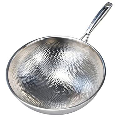 Imagem de Conjuntos de panelas tampa de panela não revestida panela de fundo redondo adequado para fogão a gás cozinha panelas wok fogão a gás casa wok (cor: D, tamanho: 34 cm)