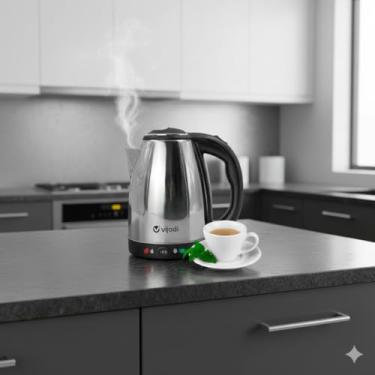 Imagem de Chaleira Elétrica de Aço Inox 2L 1500W Bule Portátil 110v