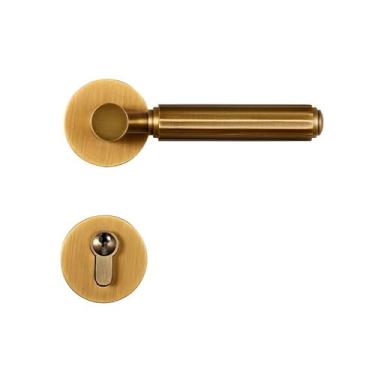 Imagem de Fechadura de porta francesa retrô simples latão luz americana luxo interior quarto magnético silencioso maçaneta (latão, modelo silencioso)